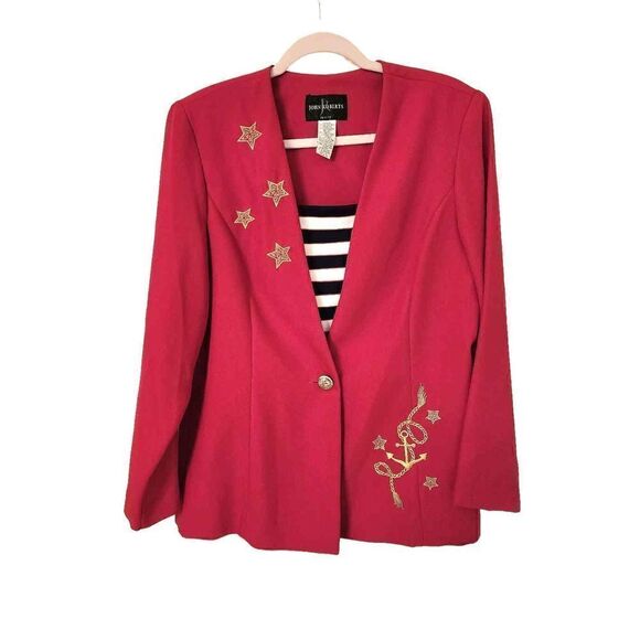 John Roberts vintage patriotic blazer Size 14P - Picture 1 of 11
